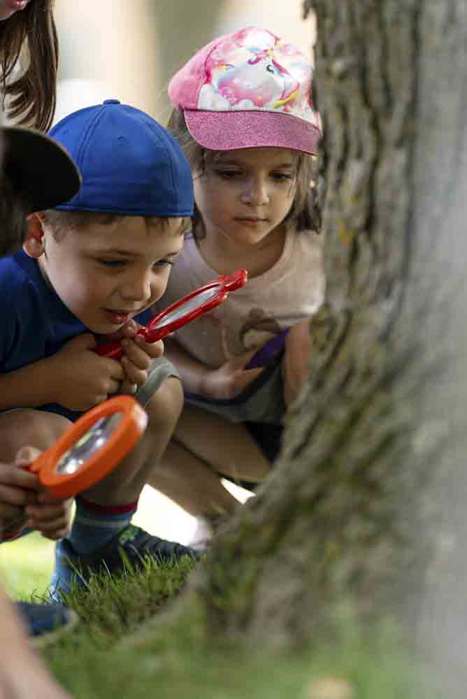 Enfant qui regarde une expérience